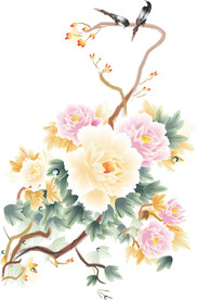 工笔牡丹花矢量