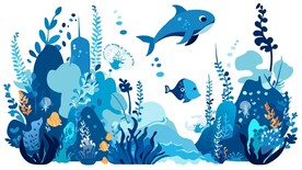 海底水彩插图