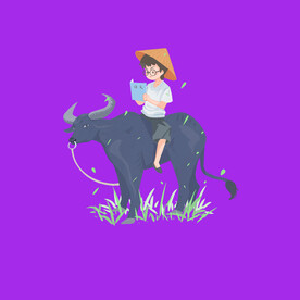 手绘牧童 