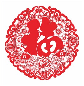 手绘简约福字窗花