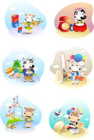 矢量牛水彩牛插画图标素材
