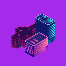 手绘楼市建筑 