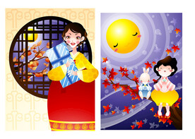 韩国人物水彩插画风景画