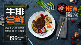 牛排尝鲜美食展板