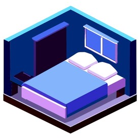 3D卧室和床