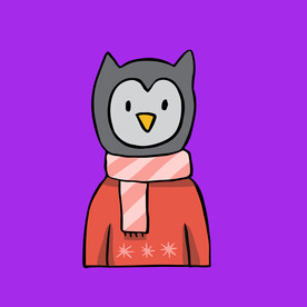 手绘线描企鹅 