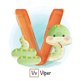 卡通手绘字母V