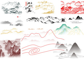 山 线条 