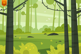 森林卡通风景背景