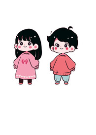 矢量卡通男孩女孩