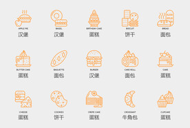 面包蛋糕线性图标