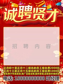 红色喜庆背景诚聘贤才招聘广告