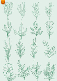 绿色手绘植物树枝