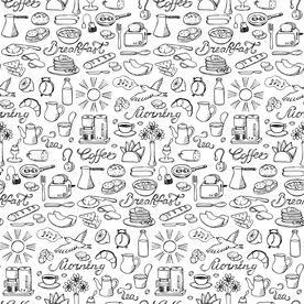 线描食物餐具矢量背景