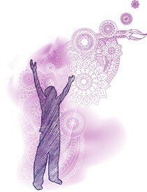 水彩花纹人物抽象素材