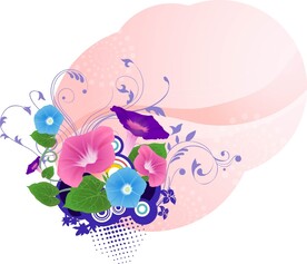 唯美蝶恋花花卉水墨插画
