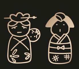 手绘和服娃娃 