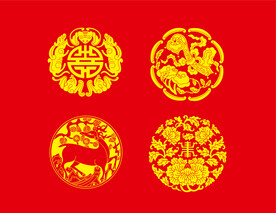 中国风中式素材纹理矢量窗花国潮