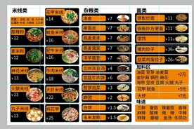 花甲米线菜单