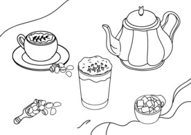 咖啡手绘插画