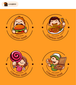 卡通人物餐饮标志矢量图