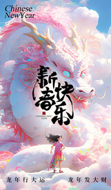 卡通龙年形象海报