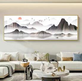 新中式背有靠山客厅沙发装饰画