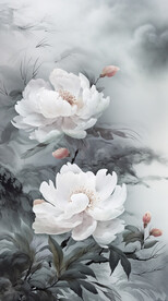 水墨画牡丹花