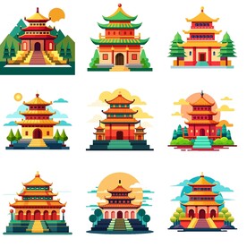 3层宫殿建筑素材