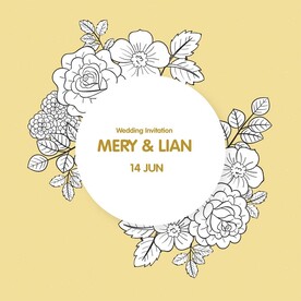 圆形花卉花框邀请函设计