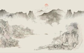 中式水墨山水国画电视背景墙