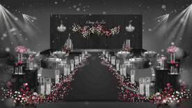 黑色婚礼 红色花艺 