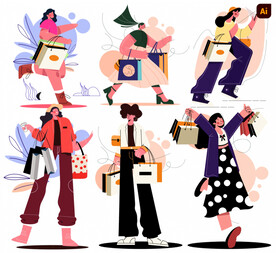 时尚购物女性插画