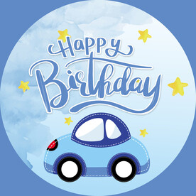 蓝色小汽车生日背景板