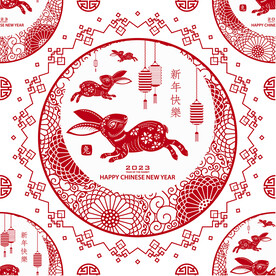 2023年兔年春节矢量无缝背景
