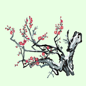 水墨梅花矢量图