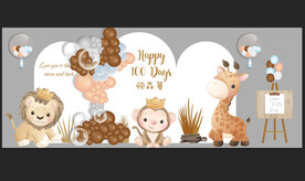动物生日背景 宝宝宴 满月