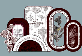 法式红白色迪奥小香风订婚宴背景