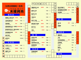 烤肉菜单