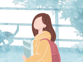 简约清新女学生插画