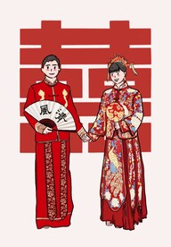 中式婚礼手绘