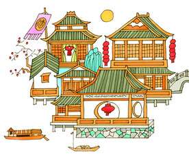 手绘酒家古风