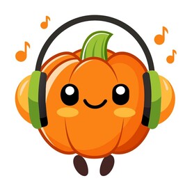 戴耳机听音乐的南瓜