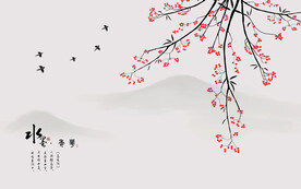          新中式背景墙