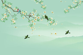 玉兰花工笔花鸟