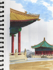 建筑淡彩手绘