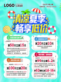 清凉夏季畅享低价超市DM海报彩