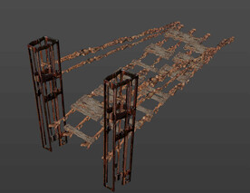 C4D破损的3D铁桥模型