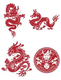中国龙图案龙剪影龙剪纸设计