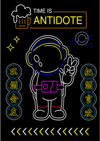 烧烤太空人霓虹灯素材